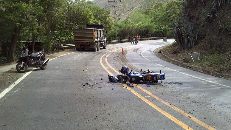 Crashed motorcycle on the road 