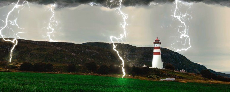 Lighthouse and a field in the topic what is the probability of getting struck by lightning