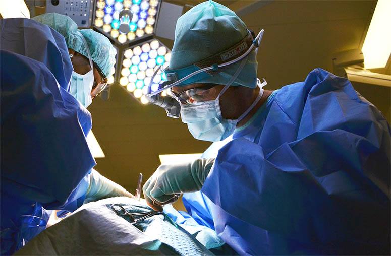 Doctors doing the process of liver transplantation