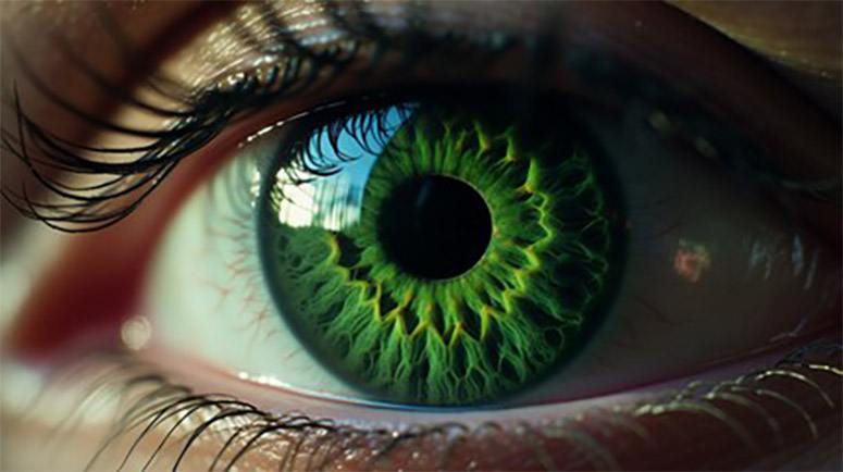 Detailed photo of a green eye