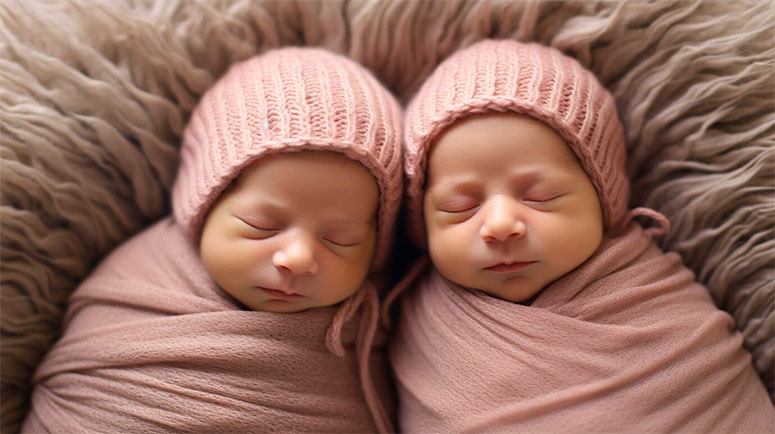 Baby twins in pink