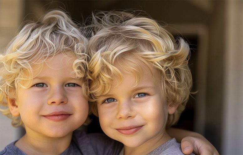 Blond twin boys